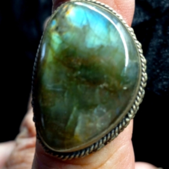 43 NWT Labradorite gemstone crystal 925 silver ring size 8 free shipping sale - Picture 3 of 5